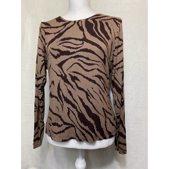 Bar lll Women's Long Sleeve Animal Print Jersey Top Size OX - Picture 2 of 11